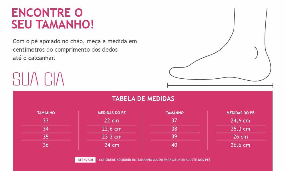 Tabela de medidas