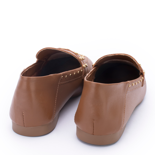 Loafer Couro Hedder Detalhe Tachas Lia Line - New Whisky