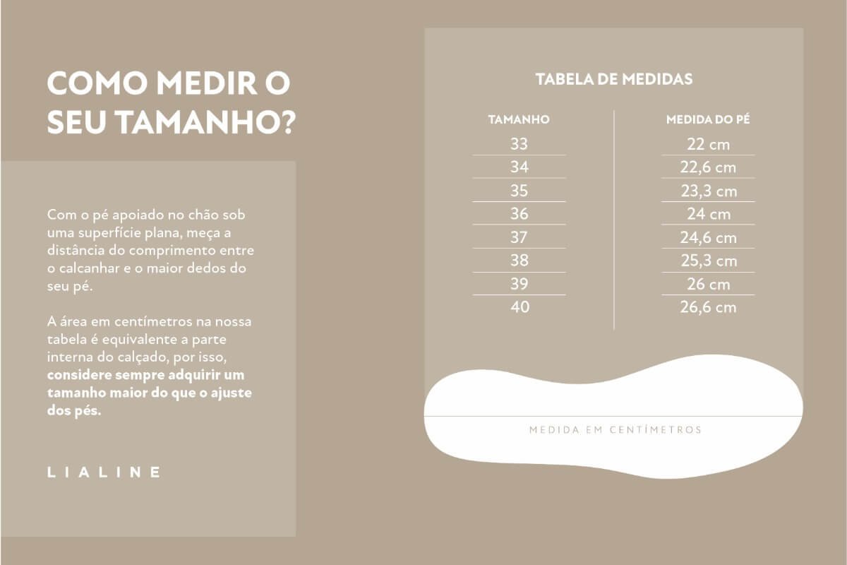 tabela de medidas calcados lia line