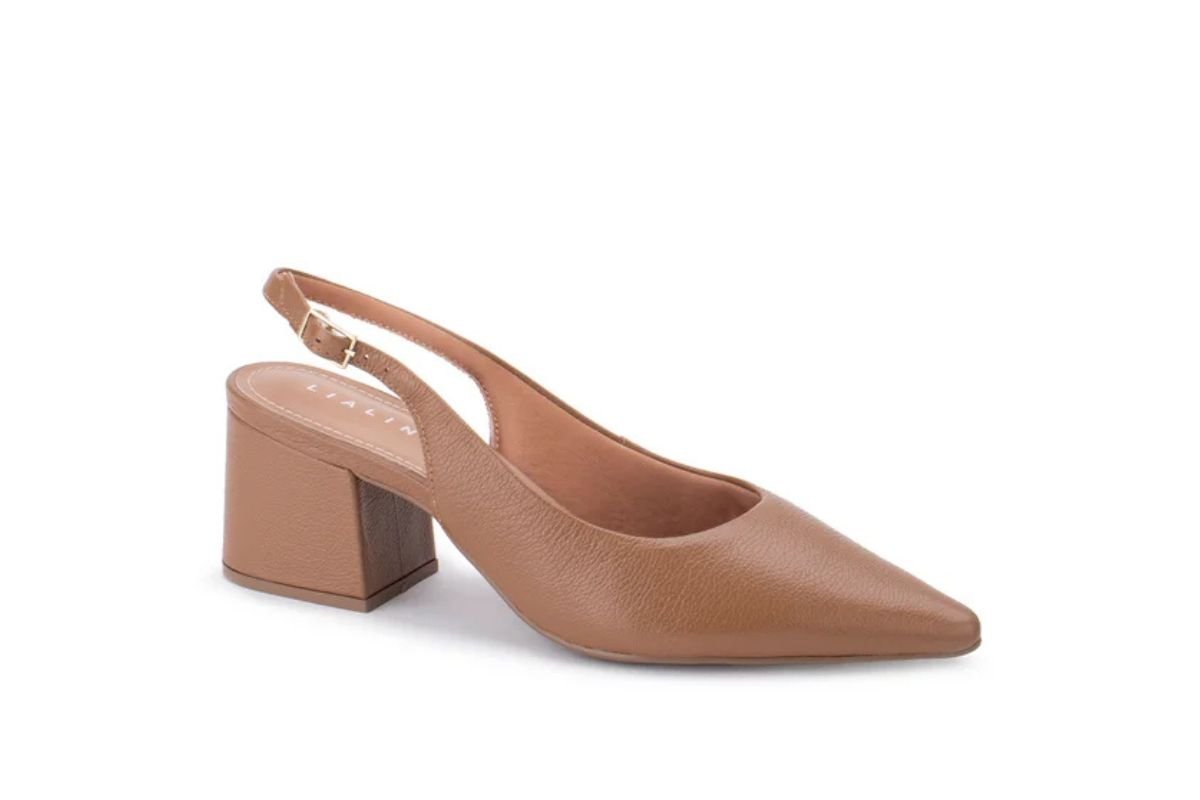 scarpin salto bloco marrom